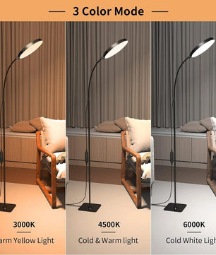 LED Vloerlamp met Flexibele Zwanenhals – Dimbare Staande Leeslamp met 3 Lichtkleuren – Verstelbare LED Lamp voor Woonkamer, Slaapkamer en Kantoor