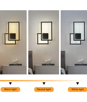 Moderne LED Wandlamp – Geometrisch Design met 3 Instelbare Lichtkleuren – Zwart Metalen Wandverlichting 30W (3000–6500K) voor Woonkamer, Slaapkamer en Hal