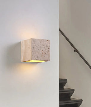 Vierkante Natuursteen Wandlamp – Waterdichte Binnen en Buiten Sfeerverlichting voor Tuin en Hal