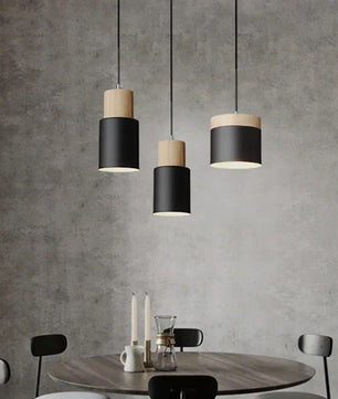 Nordic Moderne LED Hanglamp – Aluminium & Hout Plafondlamp voor Keuken, Bar & Woonkamer