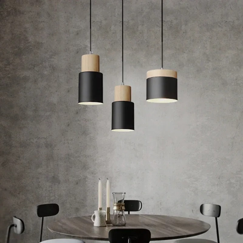 Nordic Moderne LED Hanglamp – Aluminium & Hout Plafondlamp voor Keuken, Bar & Woonkamer