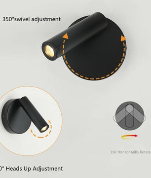 Verstelbare LED Wandlamp 3W – Moderne Leeslamp met Roterende Spotlight – Warm Wit, Wandmontage voor Slaapkamer, Hotel & Studie