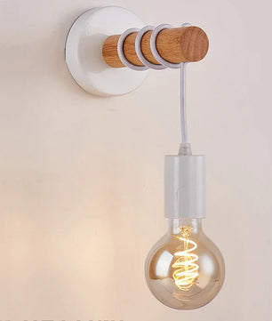 Retro Houten Wandlamp – Vintage Design met E27 Fitting – Sfeervolle Wandverlichting voor Woonkamer en Slaapkamer