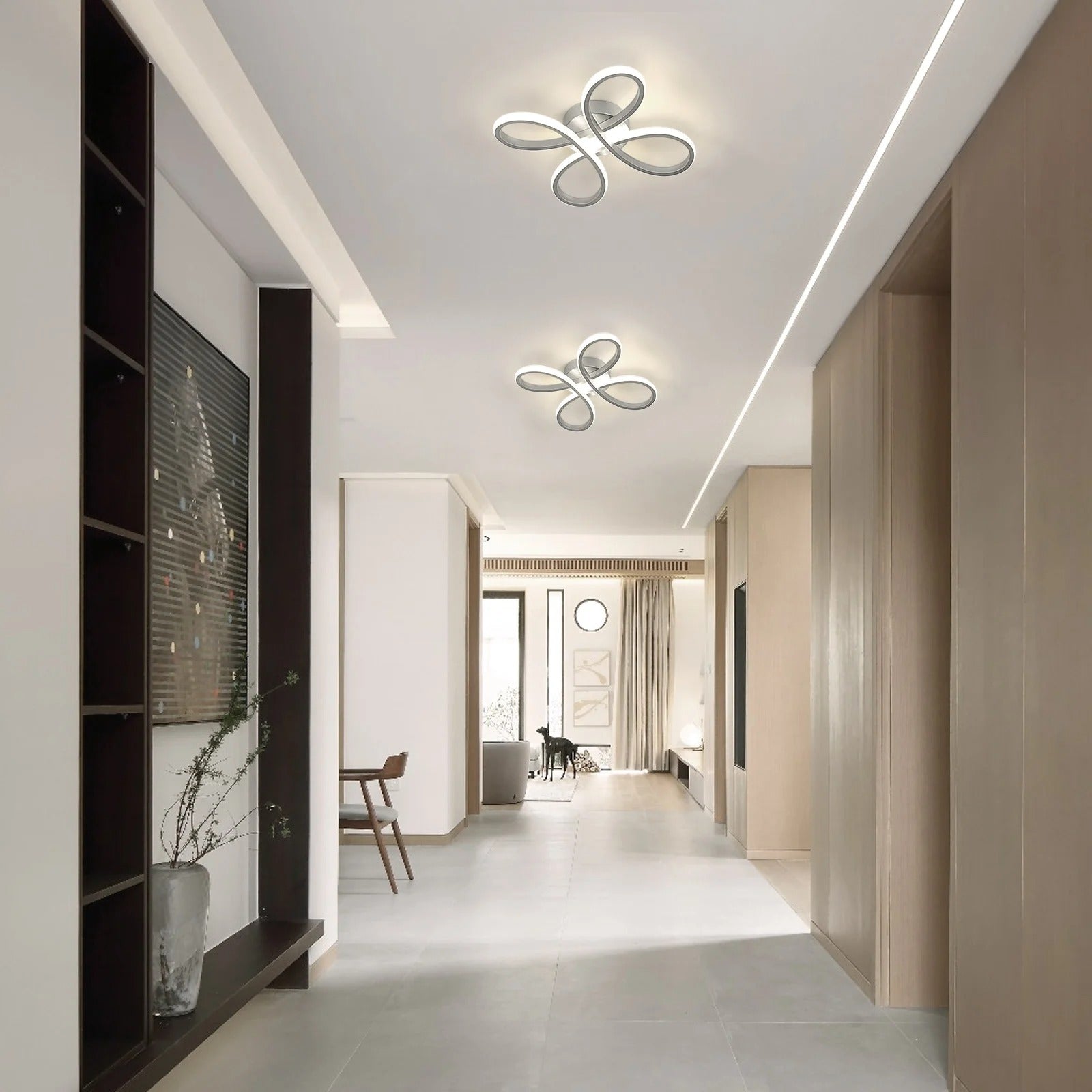 Bloemvormige LED Plafondlamp 30W – Zilveren Designlamp – Natuurlijk Licht 4500K – Aluminium en Acryl – 3500 Lumen