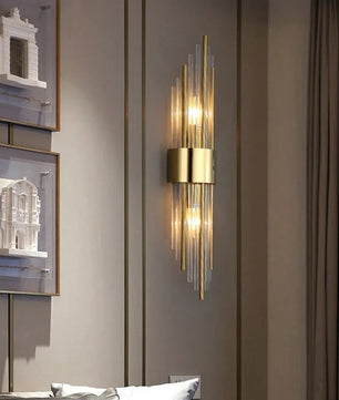 Luxe Gouden LED Wandlamp – RVS & Kristal Binnenverlichting, Modern & Elegant