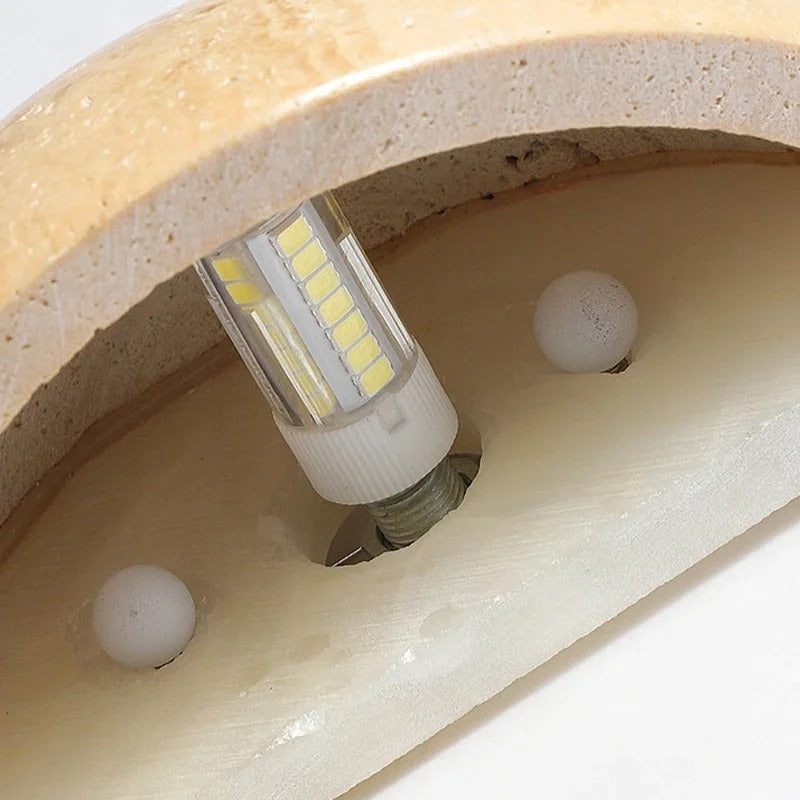 Halfronde Wandlamp van Natuursteen – Nordic Wabi-Sabi Design voor Woonkamer en Slaapkamer
