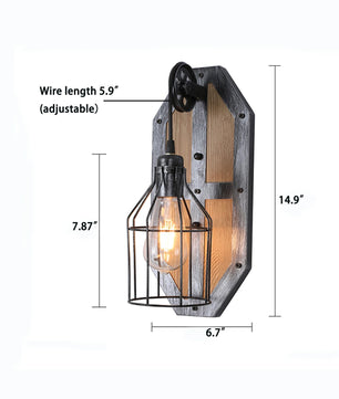 Vintage Wandlamp – Retro Steampunk Industrieel Design – Metaal en Hout – E27 Fitting – Voor Woonkamer, Keuken en Eetkamer