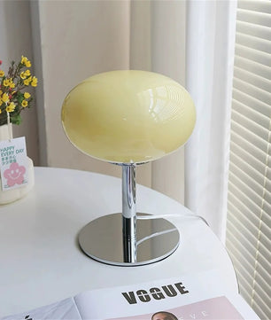 Lollipop Tafellamp – Retro Crème Glazen Tafellamp met Touch Bediening – Dimbaar en Oplaadbaar Omgevingslicht