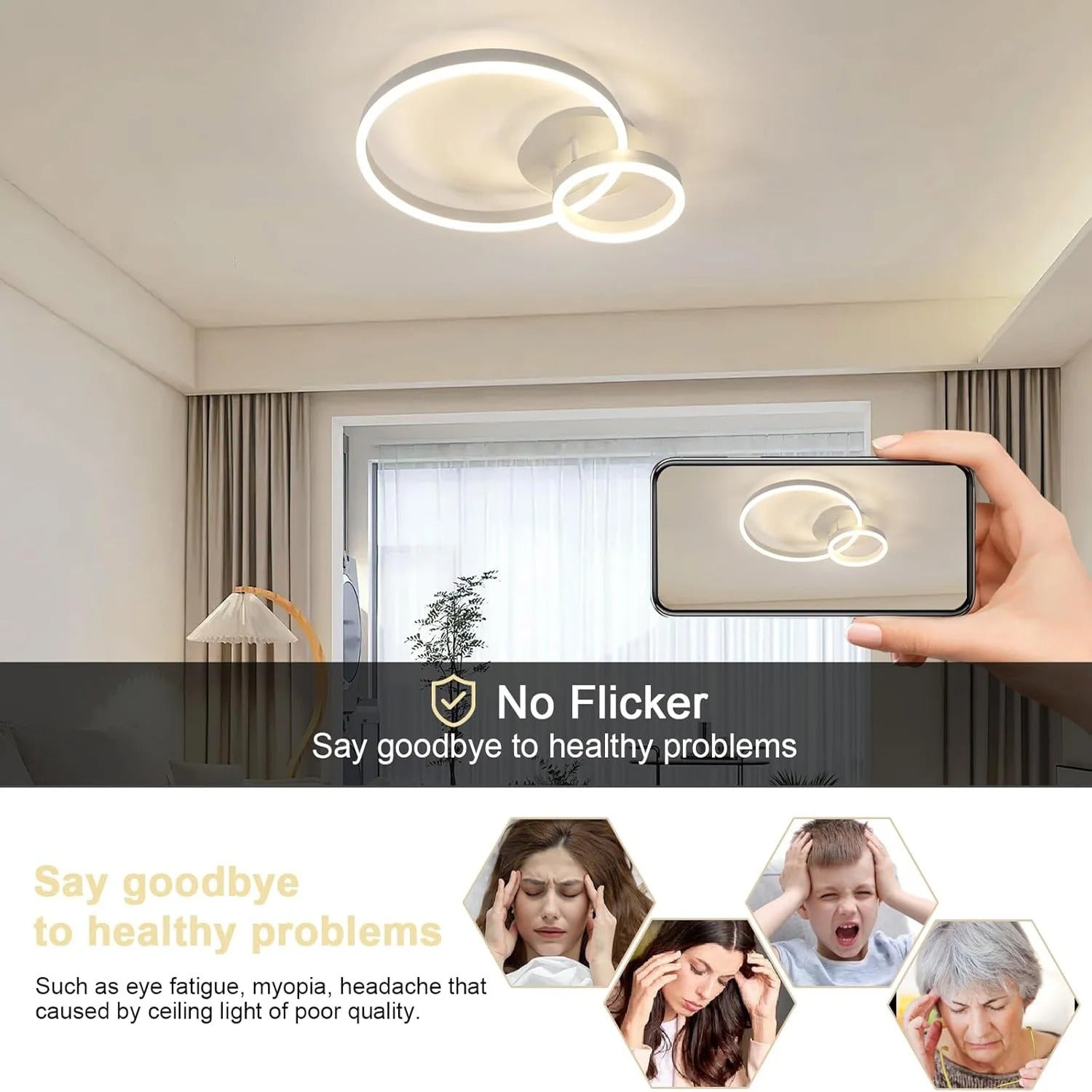 Moderne Ronde LED Plafondlamp – 42W LED Verlichting van Acryl en Aluminium voor Woonkamer, Keuken en Slaapkamer