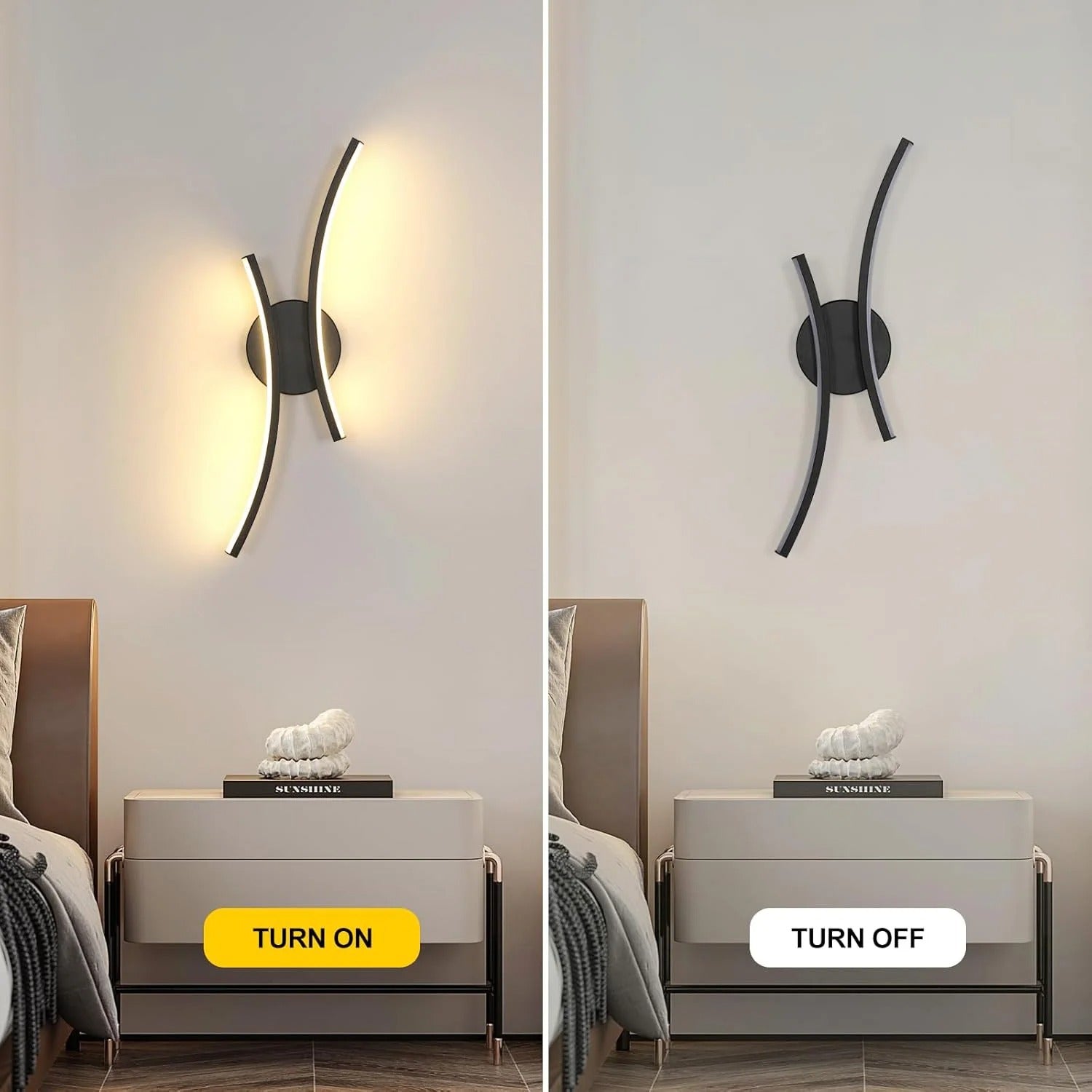 Moderne LED Wandlamp – Gebogen Acryl Wandverlichting 44 cm – 20W Warm Wit 3000K voor Interieur