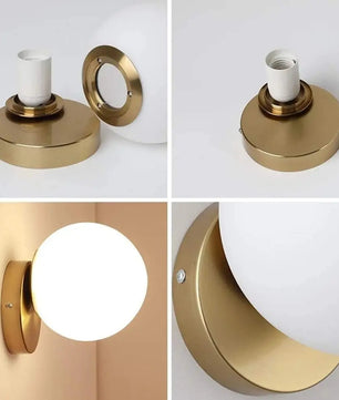 Moderne Wandlamp – E27 Bolvormige Wandverlichting met Glazen Kap 15 cm voor Slaapkamer, Woonkamer en Hal