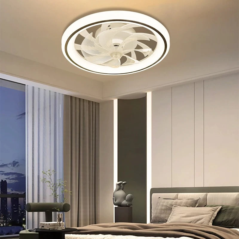 Slimme Plafondventilator met LED Verlichting – Ø48 cm – Intrekbare Bladen – Stille Ventilatorlamp met Afstandsbediening voor Slaapkamer en Woonkamer
