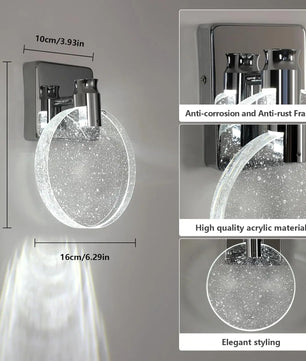 Moderne LED Wandlamp – Dimbaar 1000–1200 Lumen met 3 Kleurtemperaturen – Chroomkleurige Acryl Wandverlichting met Bubbelstructuur voor Woonkamer, Slaapkamer & Gang