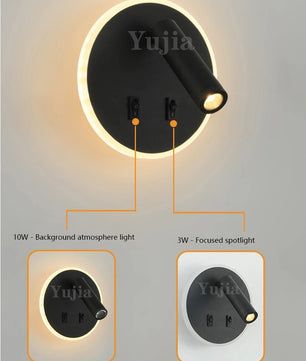 Moderne LED Wandlamp met USB Oplaadpoorten – Verstelbare Leeslamp en Sfeerverlichting voor Slaapkamer en Hotel