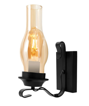 Retro Wandlamp – IJzer en Glas met E27 Fitting – Dimbare Vintage Wandverlichting voor Woonkamer, Hal en Slaapkamer