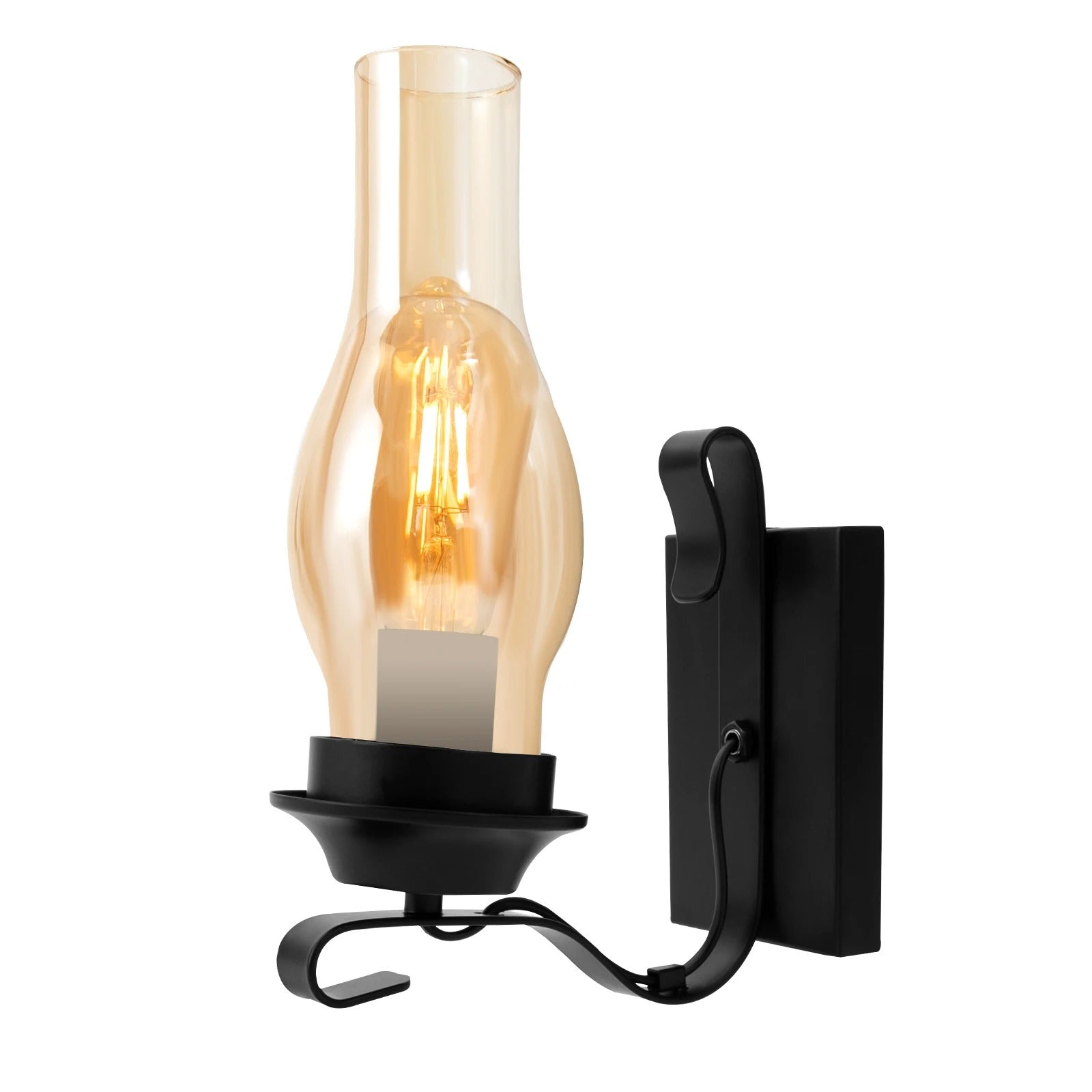 Retro Wandlamp – IJzer en Glas met E27 Fitting – Dimbare Vintage Wandverlichting voor Woonkamer, Hal en Slaapkamer