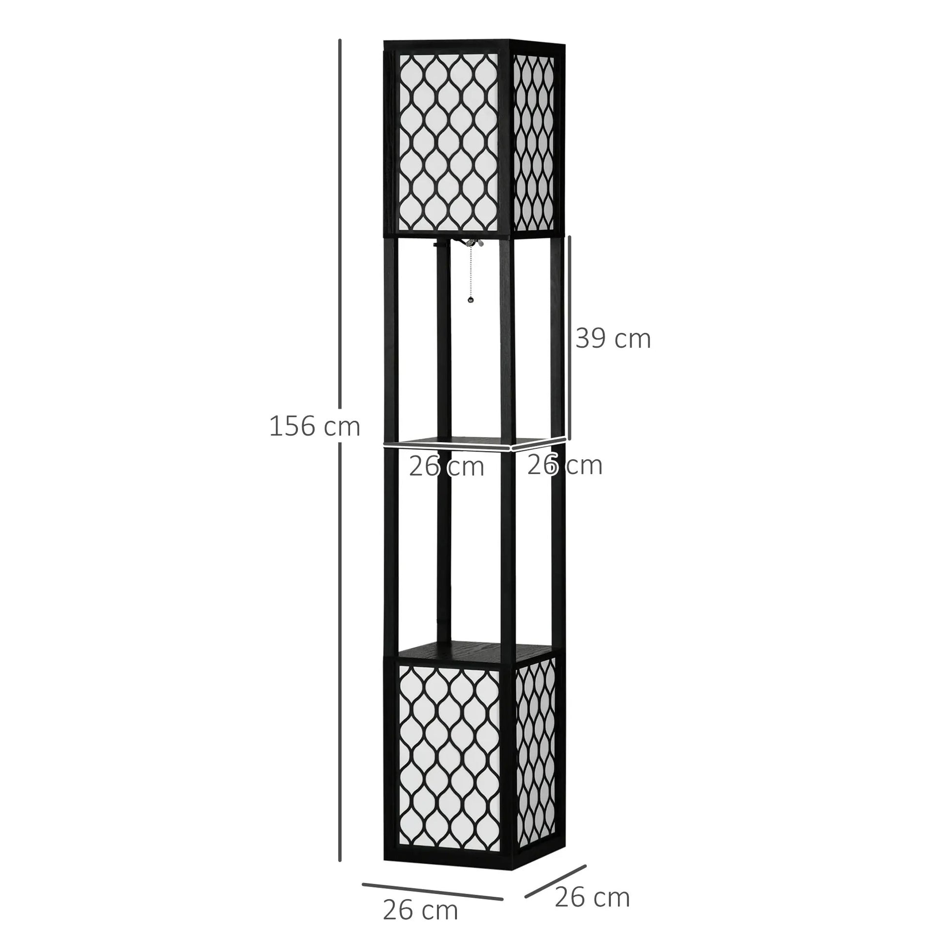 Houten Vloerlamp met Planken – Moderne Staande Lamp met Opbergruimte – E27 Sfeerverlichting voor Woonkamer en Slaapkamer