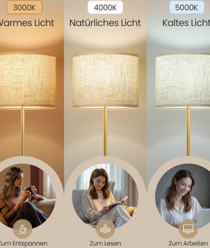 In Hoogte Verstelbare Vloerlamp – Moderne Staande Lamp met Stoffen Kap – LED E27 Inclusief voor Woonkamer en Leeshoek