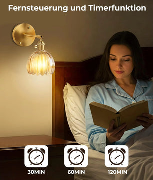 Vintage Glazen Wandlamp – Draadloos en Oplaadbaar met RGB LED – Decoratieve Wandverlichting met Afstandsbediening voor Woonkamer en Slaapkamer