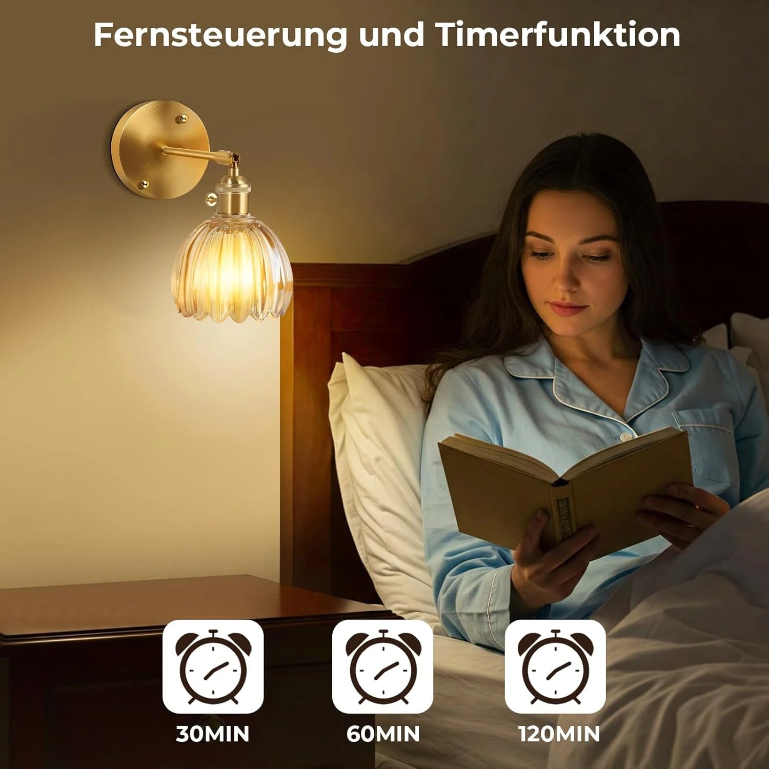Vintage Glazen Wandlamp – Draadloos en Oplaadbaar met RGB LED – Decoratieve Wandverlichting met Afstandsbediening voor Woonkamer en Slaapkamer