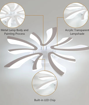 Moderne LED Plafondlamp 50W – V-Vormige 5-Kops Designlamp – Acryl – Neutraal of Koud Wit – 5625 Lumen