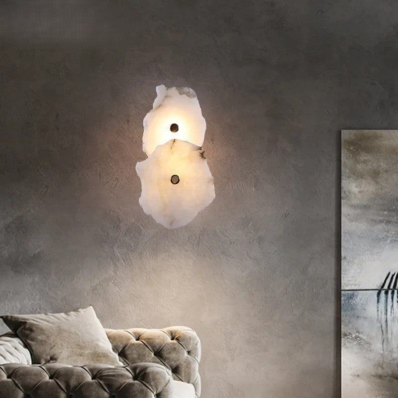 Luxe Marmeren Wandlamp – Albast & Massief Koper, Tijdloos en Elegant