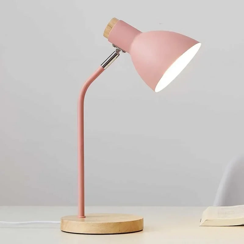 Houten Nordic Tafellamp – Scandinavische Flexibele Bureaulamp met E27 Fitting – Minimalistisch Design voor Woonkamer en Kantoor
