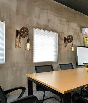 Vintage Industriële Wandlamp – Retro Katrol Wandverlichting van Metaal – LED Wandlamp voor Woonkamer en Slaapkamer