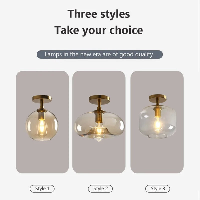 Moderne Glazen Plafondlamp – Minimalistische LED Plafondverlichting met E27 Fitting voor Woonkamer en Hal