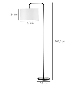 Vloerlamp met Linnen Kap – Moderne Gebogen Staande Lamp E27 – Sfeerverlichting voor Woonkamer en Leeshoek (163,5 cm)
