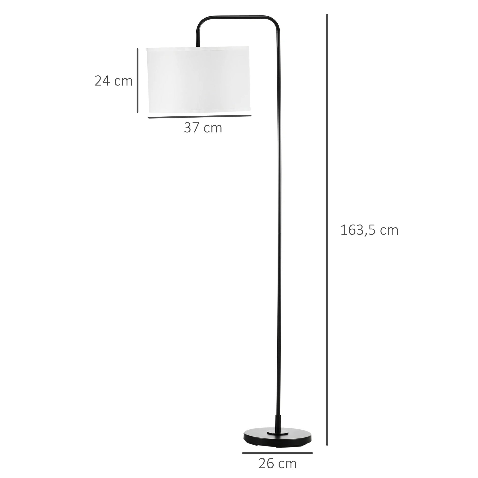 Vloerlamp met Linnen Kap – Moderne Gebogen Staande Lamp E27 – Sfeerverlichting voor Woonkamer en Leeshoek (163,5 cm)