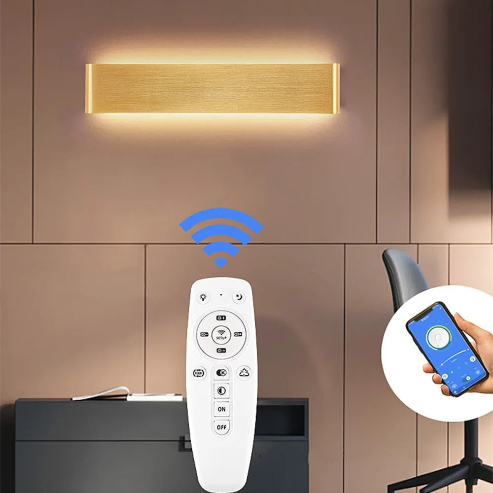Moderne LED Wandlamp met Bluetooth en Afstandsbediening – Dimbare Wandverlichting met 3 Lichtkleuren voor Interieur