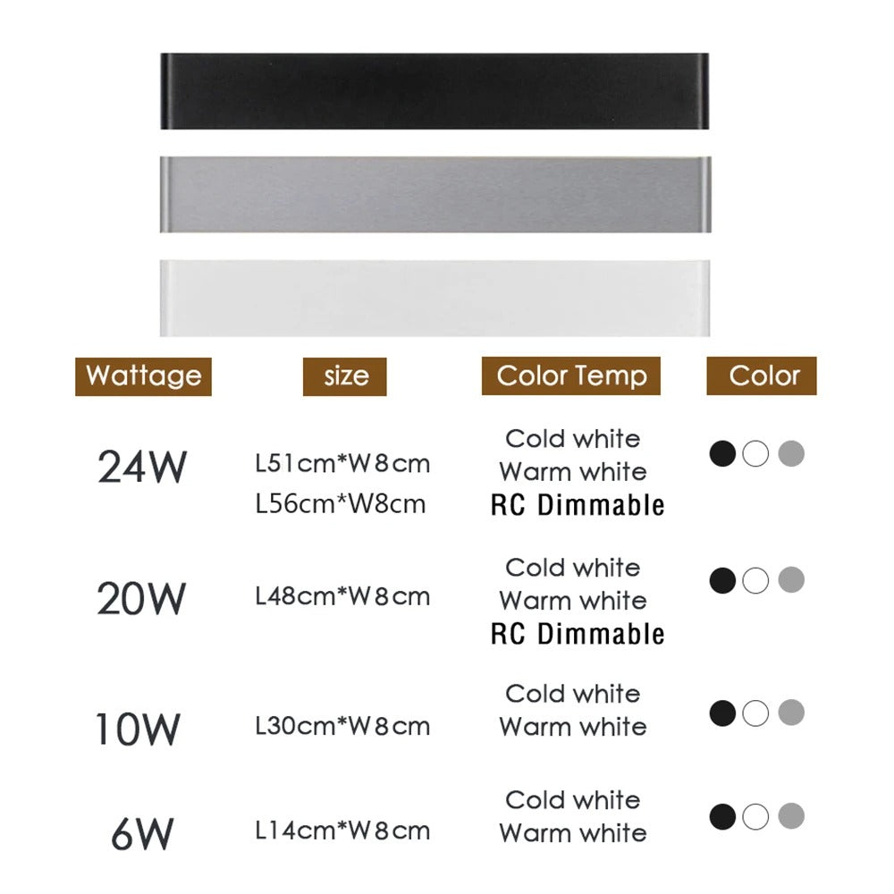 Moderne LED Wandlamp – Dimbaar Aluminium Design voor Slaapkamer, Woonkamer & Hal