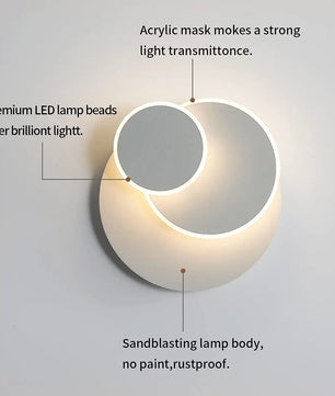 Moderne LED Wandlamp 15W – 3-in-1 Eclipse Design – 350° Draaibaar – Warm Wit Binnenverlichting
