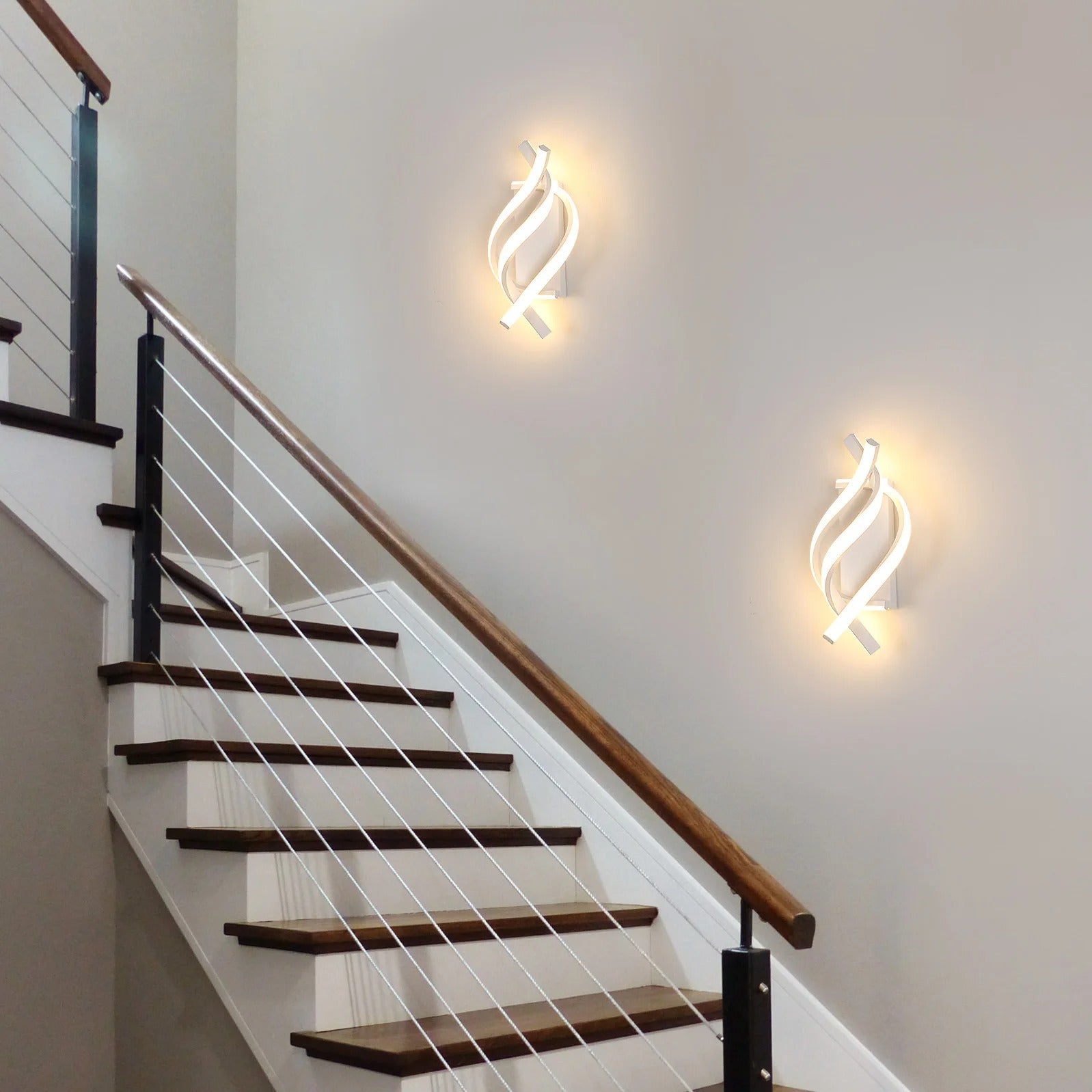 Moderne LED Wandlamp 22W – Witte Aluminium Wandkandelaar met Spiraal Design – Warm Wit 3000K voor Interieur