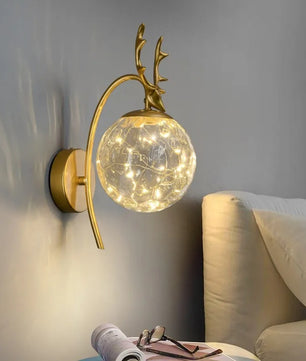 Glazen Ster Wandlamp – Moderne LED Wandverlichting van Glas en Metaal – Decoratieve Sfeerlamp voor Slaapkamer en Woonkamer