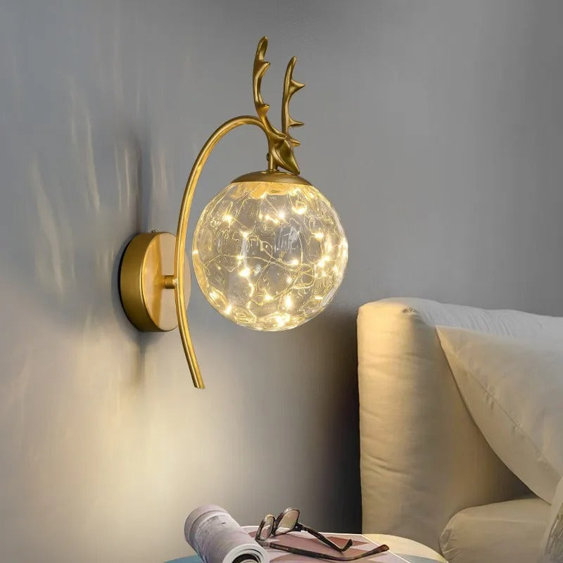 Glazen Ster Wandlamp – Moderne LED Wandverlichting van Glas en Metaal – Decoratieve Sfeerlamp voor Slaapkamer en Woonkamer