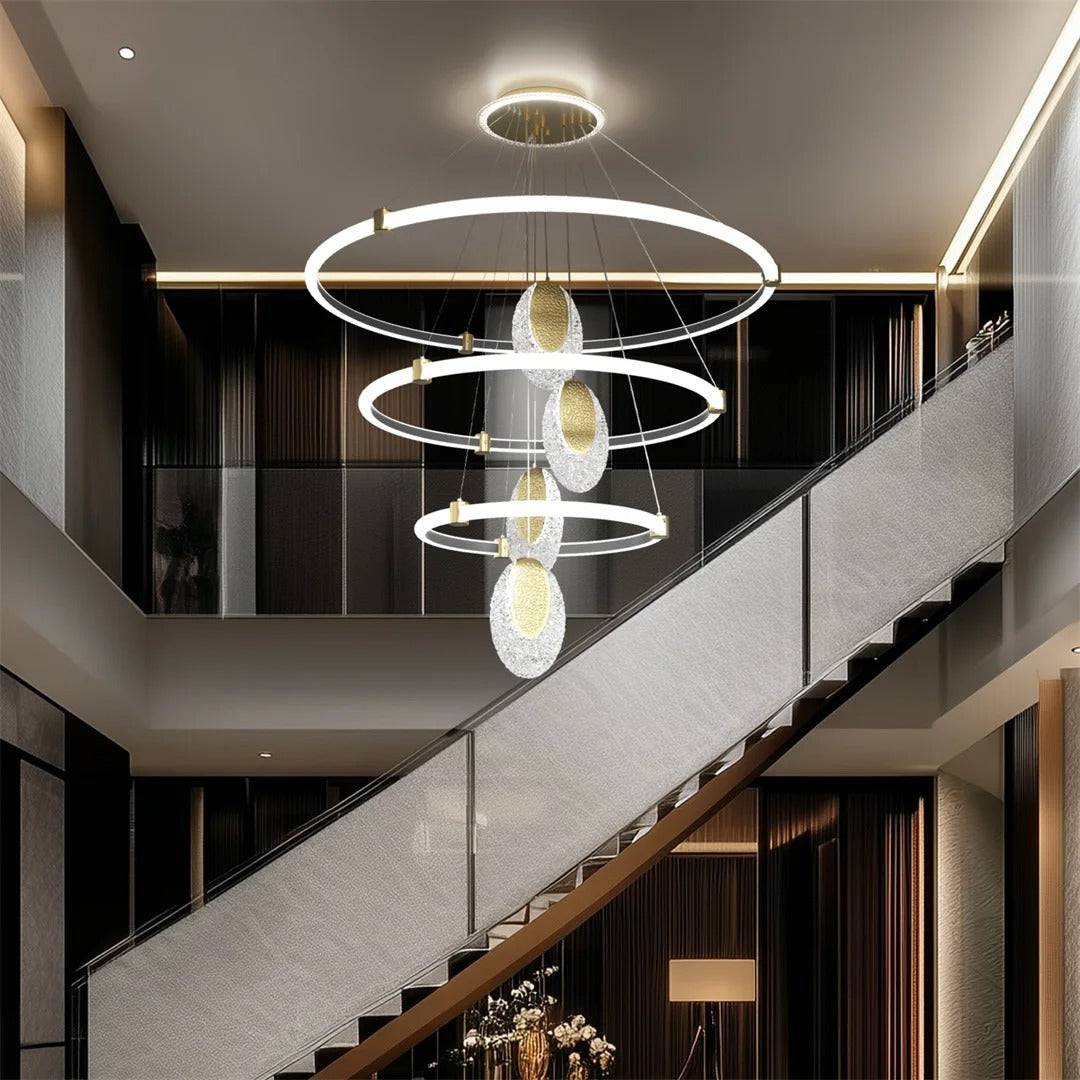 3-Lagen LED Kroonluchter met Acryl Waterdruppels – Moderne Plafondlamp met 3 Lichtkleuren en Verstelbare Ophanging