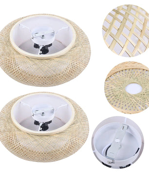 Rotan Hanglamp – Handgeweven Bamboe Plafondlamp Ø40 of Ø50 cm – Moderne Minimalistische Sfeerverlichting voor Woonkamer en Eetkamer