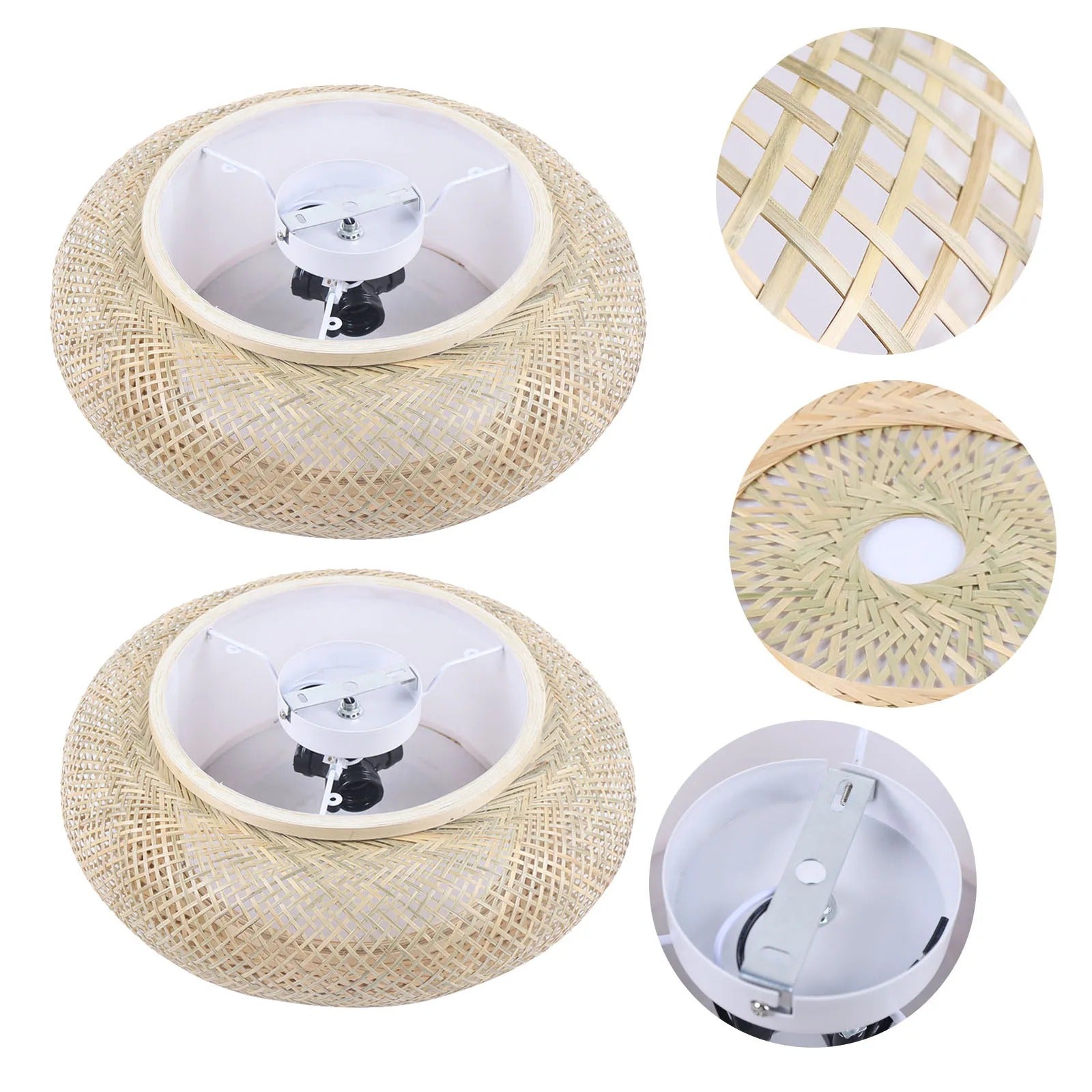 Rotan Hanglamp – Handgeweven Bamboe Plafondlamp Ø40 of Ø50 cm – Moderne Minimalistische Sfeerverlichting voor Woonkamer en Eetkamer
