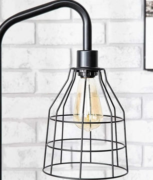 Industriële Vloerlamp Zwart Metaal – Staande Lamp met Druppelvormige Kooikap – E27 Industriële Sfeerverlichting voor Woonkamer en Slaapkamer