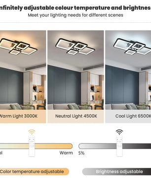 Moderne LED Plafondlamp – 54W Dimbaar Rechthoekig Design – Met Afstandsbediening en Instelbare Lichtkleur voor Woonkamer, Keuken en Slaapkamer