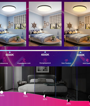 Slimme LED Plafondlamp Ø30 cm – 24W RGB met App en Afstandsbediening – Dimbaar 2700K–6500K voor Woonkamer en Slaapkamer