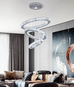 Luxe Kristallen LED Hanglamp – Moderne Kroonluchter van Kristal en RVS met Afstandsbediening – Instelbare Lichtkleur voor Woonkamer en Eetkamer