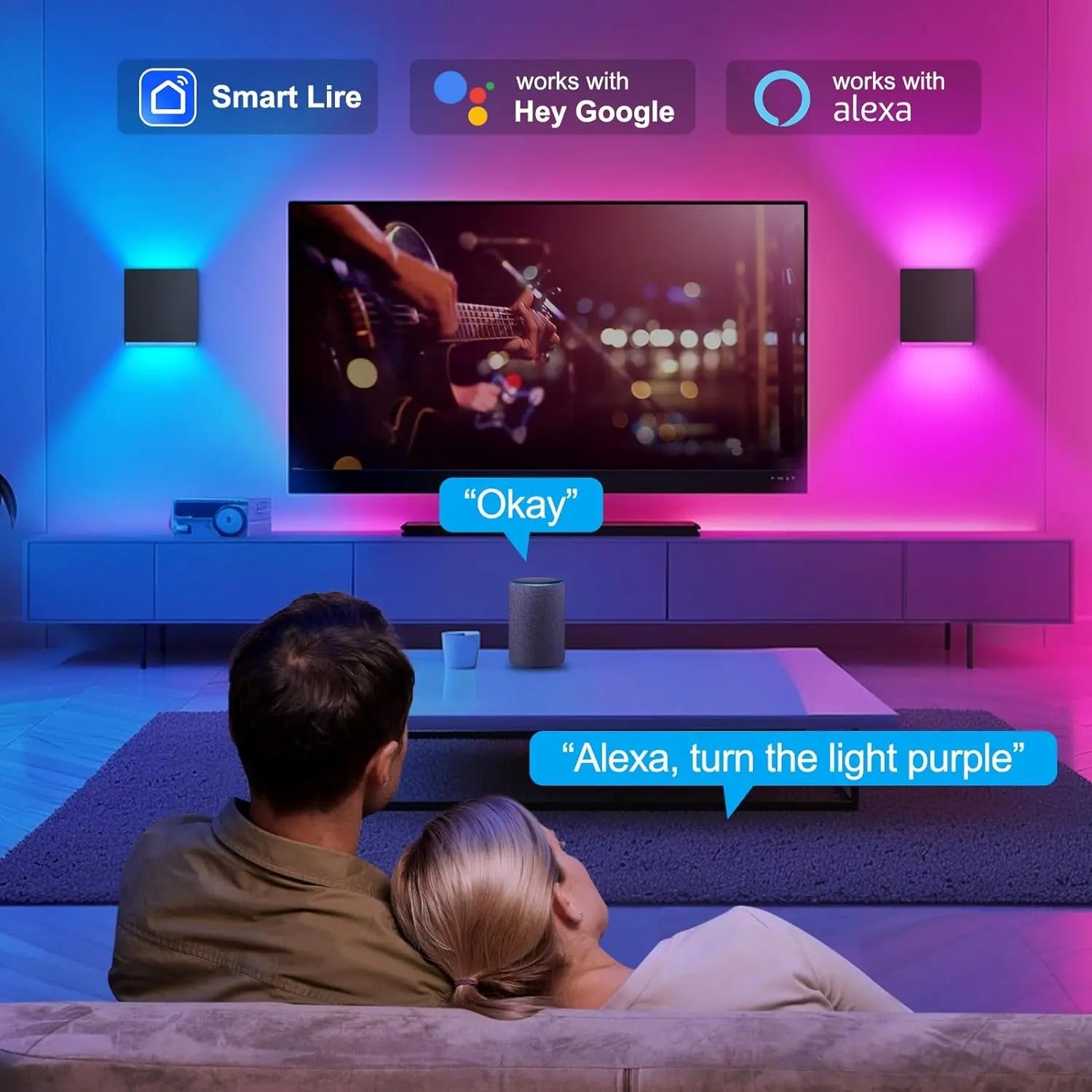 Set van 2 Slimme LED Buitenwandlampen – 10W RGBCW, App- & Stembediening, Waterdicht IP65