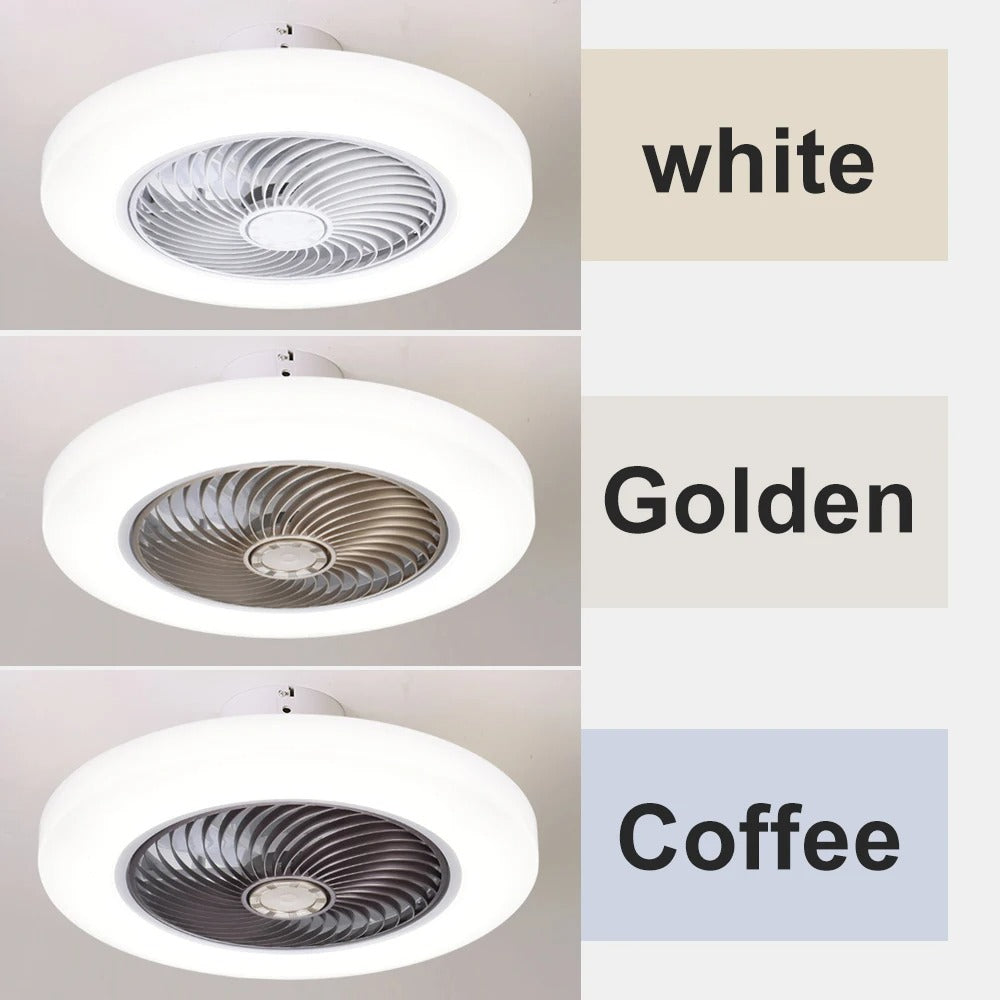 Slimme Plafondventilator met LED-Verlichting – 52 cm Ventilatorlamp met Onzichtbare Bladen, Afstandsbediening en Stille Werking voor Slaapkamer en Woonkamer