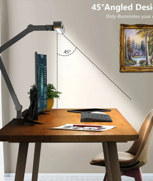 LED Bureaulamp met Klem – 24W Architect Tafellamp met 7 Gewrichten – Automatisch Dimmen, Asymmetrisch Licht en CRI>90