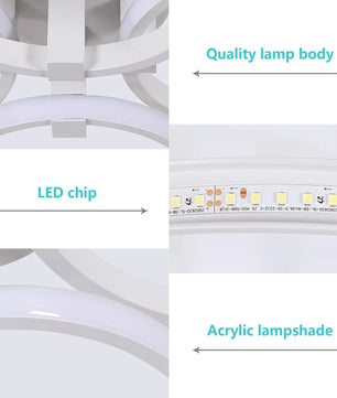Moderne LED Plafondlamp 48W – Ronde Designlamp met Vier Ringen – Acryl en Metaal – 6500K Koelwit – 5400 Lumen