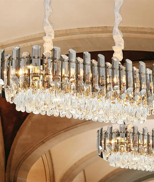 Luxe Kristallen Kroonluchter – Moderne LED Plafondlamp met E14 Fittingen in Goud