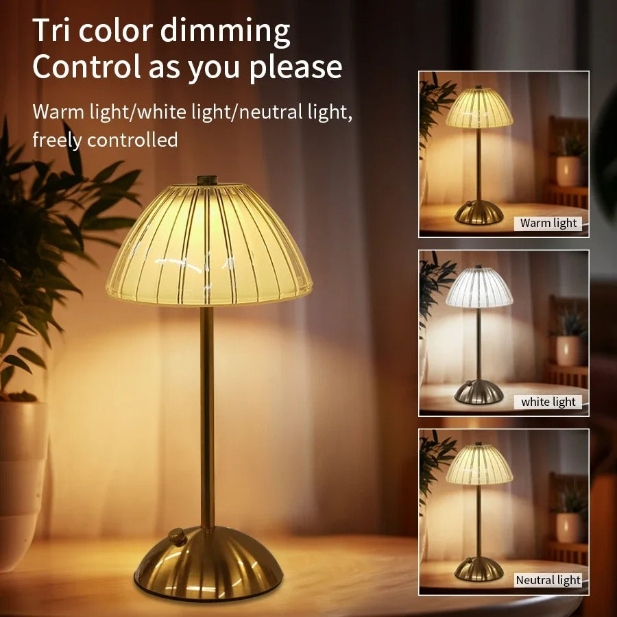 Kristallen LED Tafellamp – Oplaadbare Dimbare Nachtlamp en Boeklicht voor Sfeerverlichting en Decor